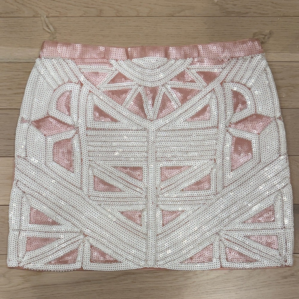 Verty Pink and White Sequin Mini Skirt